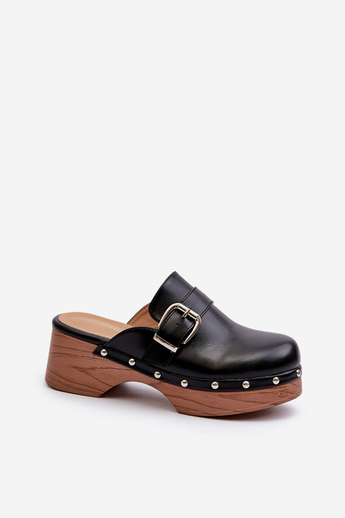 Women's Slide Sandals with Buckle Black Seprilla