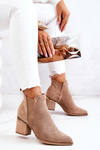 Suede Openwork Cowboy Boots Dark Beige Helloni