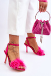 Women's Sandals With Feathers Fuchsia Tiffany