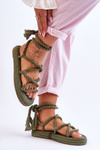 Tied Sandals On A Massive Platform Green Can't Wait