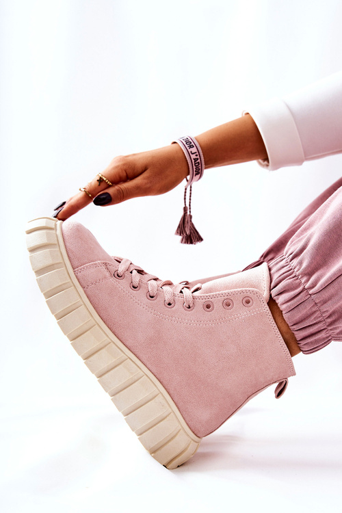 Suede High Platform Sneakers Pink Meniphise
