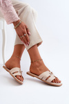 Women's Flat Sandals with Beige Decoration Kavinia