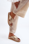 Leather Profiled Flip-Flops Maciejka 04986-04 Gold-Beige