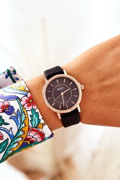 Watch On A Leather Strap Nickel Free ERNEST Black