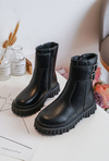 Children's Leather Boots with Buckles Black Chloraia
