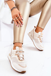 Buty Sportowe Platforma Wiązane Beżowe Ginevra