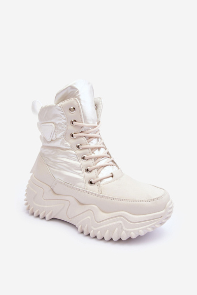 Insulated Boots On Massive Platform Light Beige Lanleh