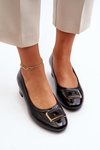 Black Patent Court Shoes with Ornament Enollia