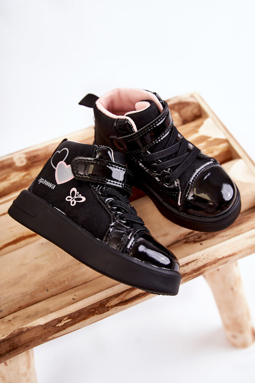 Children's High Sneakers With Velcro Black Cheezi
