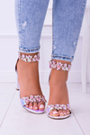 Lu Boo Iridescent Blue Silver Zirconia Lambada Sandals