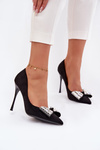 Heels with Bow and Crystals Black Marivine