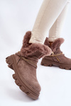 Suede Women's Boots With Decorative Chain Bright brown Respecto