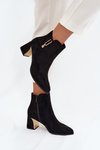 Women's heeled ankle boots with gold details black Kalivra