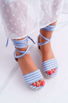 Women's Platform Platform Platform Sandals Linen Tied Blue Jolyn