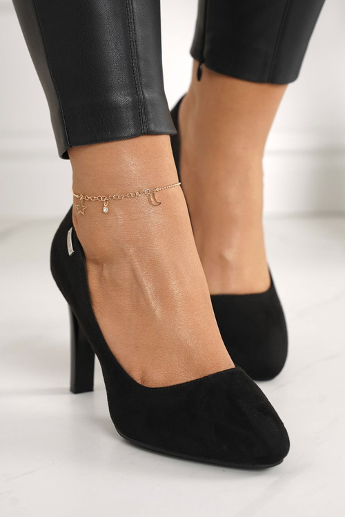 Classic Women's Pumps On A Block Heel Suede Black Eliana
