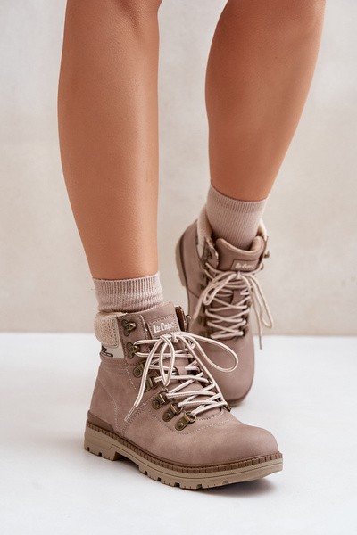 Damskie Trapery Ocieplane Ciemnobeżowe LCJ-24-03-3042