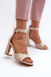 Elegant Women's Sandals with Block Heel Beige Rosazara