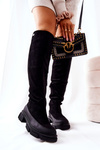 Suede Flat Heeled Boots Black Kalisso