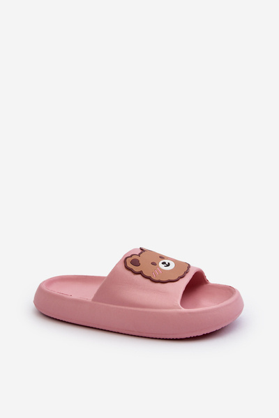 Kids Lightweight Slippers With Teddy Bear Pink Lindeheta