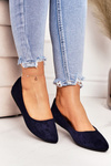Delicate Pointed Toe Ballerinas Suede Navy Dermeno