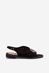 Elegant Women's Sandals with Eco Suede Decoration S.Barski KV27-058 Black