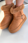 Women's Snow Boots On Platform With Buckle And Fur Camel Jesella
