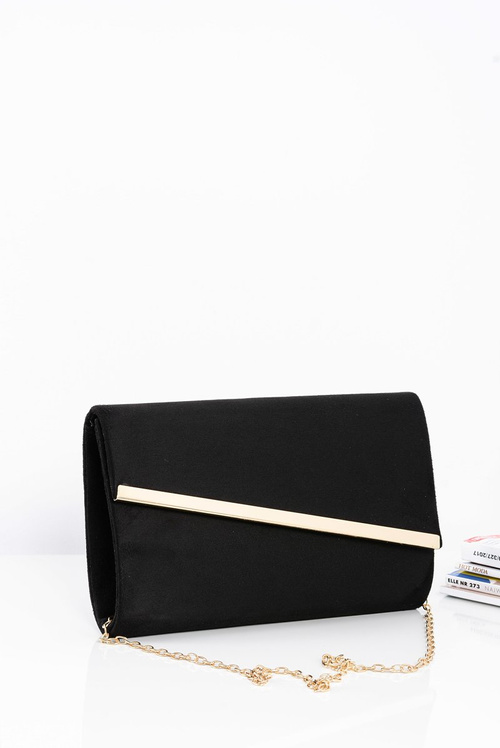 Women's Suede Clutch Bag on a Gold Chain Black