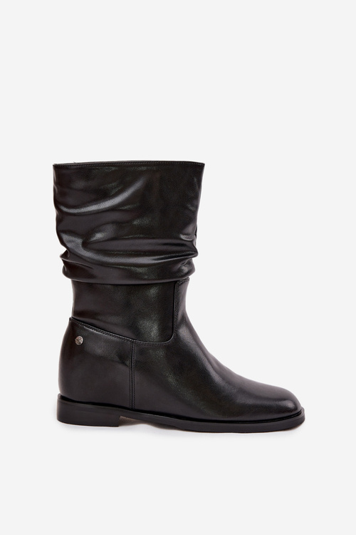 Leather Women's Boots With Gathering Lined Maciejka K7211 02 Black
