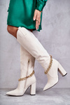 Women's Suede Warm Boots With A Chain Light Beige Jasmin