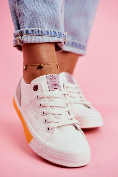 Women's Sneakers Cross Jeans White Orange FF2R4043C