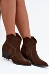Slip-on Women's Cowboy Boots Made of Natural Suede Chocolate Beretta