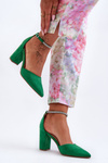 Suede Pumps with Rhinestones Green Diamond 