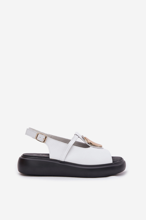 Leather Elegant Women's Sandals S.Barski GR51-603 White