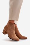 Eco Suede Ankle Boots With Heel Zipper Closure Camel Sairis