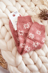 Women's Wool Socks In Snowflakes Pink