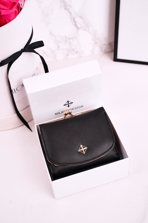 Small Women's Wallet Fastened With Hook MILANO Black
