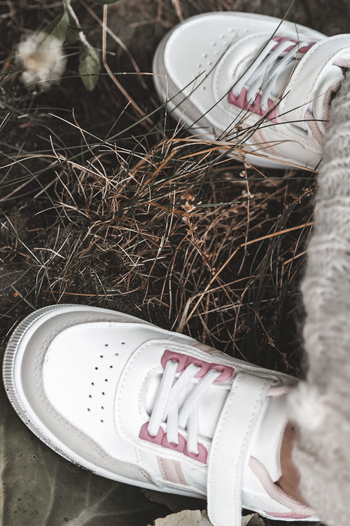 Classic Children's Sports Shoes White and Pink Marlin