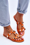 Women's Slippers With Large Studs Orange Mercure