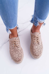 Espadryle Damskie Sznurowane Zamszowe Beżowe MyShoes