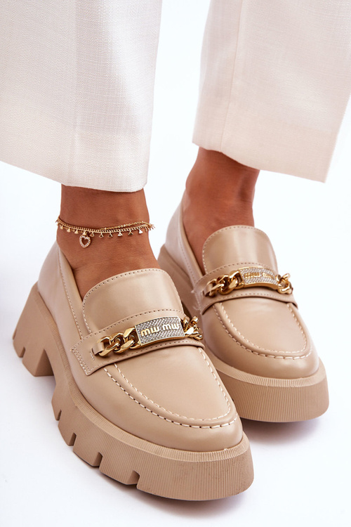 Classic Moccasins On Massive Platform Beige Catch Me!