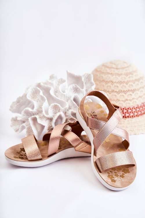 Children's Sandals With Velcro Pink Gold Alise