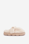 Furry Slippers With A Small Brooch Light Beige Primaria