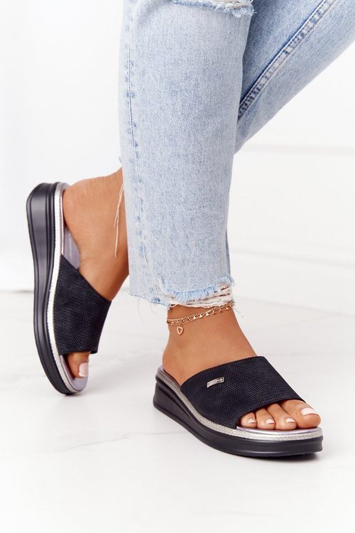 Wedge Slippers Sergio Leone SK042 Black