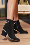 Leather Ankle Boots With Jewelry Embellishment Black Jadirel