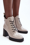 Lacquered Heel Boots with Insulation Light Grey SBarski MR870-54