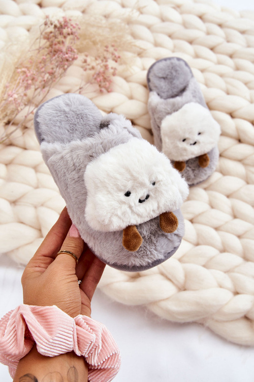 Papcie Dziecięce Ocieplane Futerko Szare Rubee