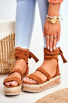 Women's Platform Sandals Tied Camel La Favorite