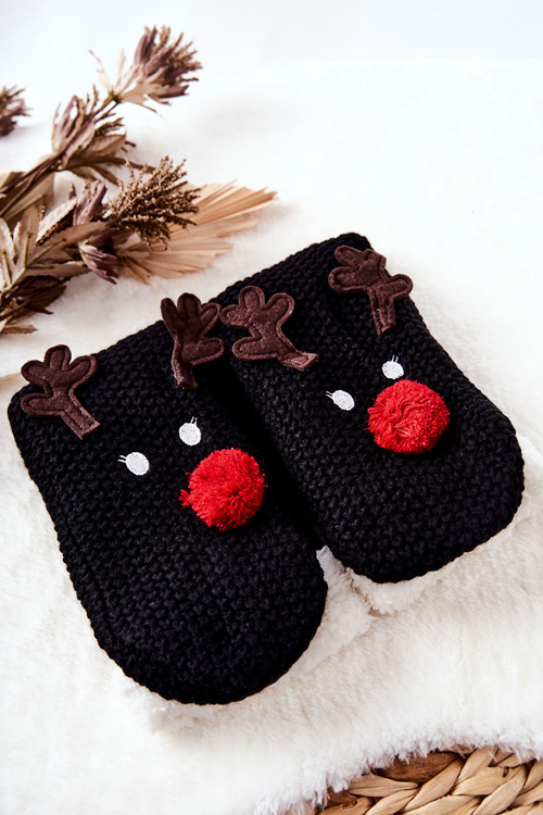 Christmas Long Socks Reindeer Black