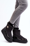 Women's Slip-On Snow Boots On Platform Black Gattea