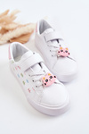 Children's Leather Sneakers With Velcro Print White Bonnie